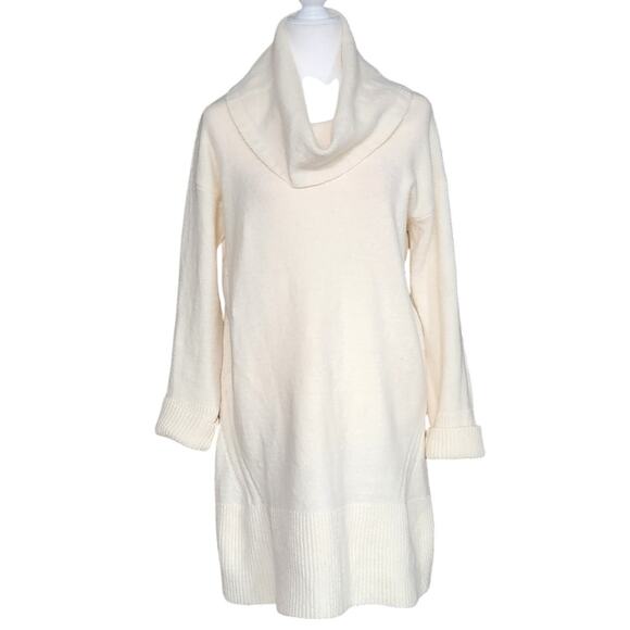 Anthropologie Sonoran Sweater Dress in Ivory | Women Size L | Cowl Neck - Picture 3 of 9
